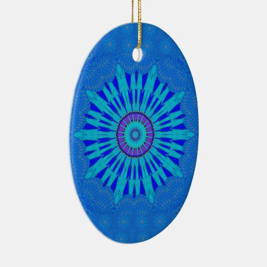 Prachtige Royal Blue Mandala Art Print Keramisch Ornament (Rechts)