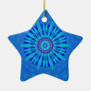 Prachtige Royal Blue Mandala Art Print Keramisch Ornament