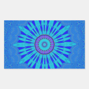 Prachtige Royal Blue Mandala Art Print Rechthoekige Sticker