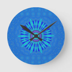 Prachtige Royal Blue Mandala Art Print Ronde Klok
