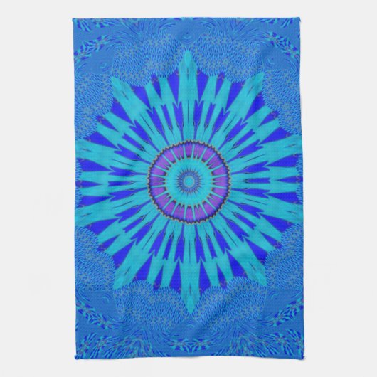 Prachtige Royal Blue Mandala Art Print Theedoek (Verticaal)