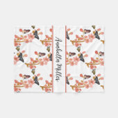 Prachtige roze Boho Butterfly Pattern Kinder Name Fleece Deken (Voorkant (Horizontaal))