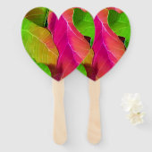 Prachtige roze en groene luifspatroon handwaaier (Voorkant en achterkant)