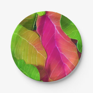 Prachtige roze en groene luifspatroon papieren bordje