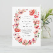 Prachtige roze en rode papaverbloem Weddenschap Kaart (Staand voorkant)