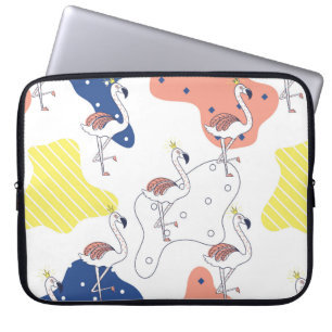 Prachtige roze flamingo met kroon naadloos patter laptop sleeve