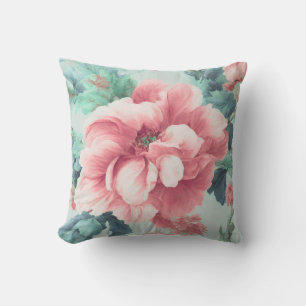 Prachtige roze klaret bloemen, groen blauw blad buitenkussen