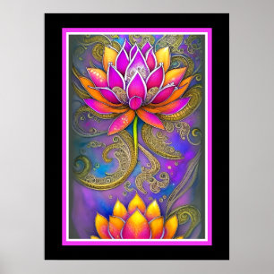 Prachtige, roze,  Lotus Flowers Poster