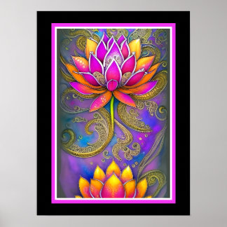 Prachtige, roze, Lotus Flowers Poster