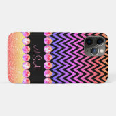 Prachtige roze Paarse Bling Glam Chevron Monogram Case-Mate iPhone Case (Achterkant (horizontaal))