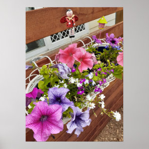 Prachtige roze Petunia Fairy Flower Garden Poster
