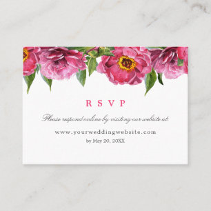 Prachtige roze pink Weddenschap RSVP Online Websit Visitekaartje