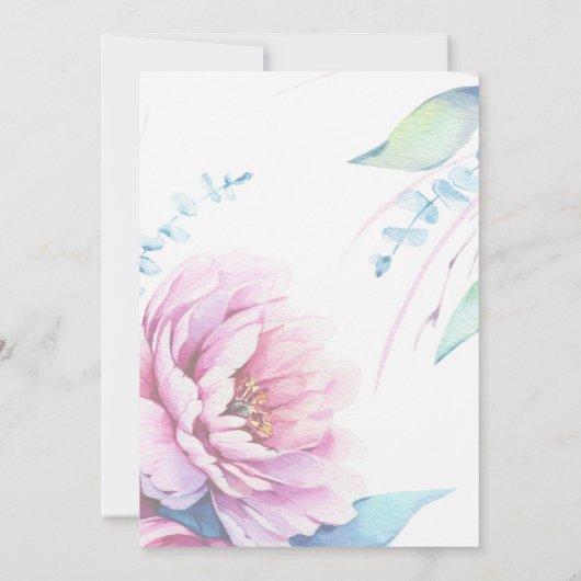 Prachtige roze pioenen bruids douche uitnodiging (Achterkant)