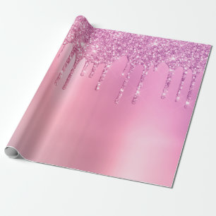 Prachtige roze roze roze goud en paarse glitterdru cadeaupapier