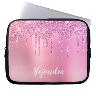 Prachtige roze roze roze goud en paarse glitterdru laptop sleeve