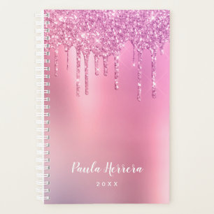 Prachtige roze roze roze goud en paarse glitterdru planner