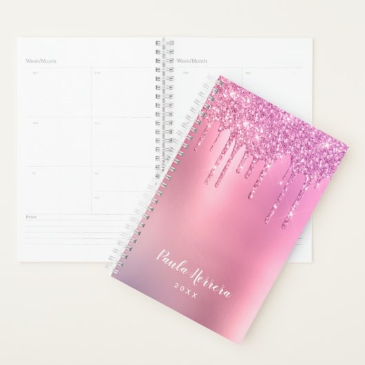 Prachtige roze roze roze goud en paarse glitterdru planner (Display)
