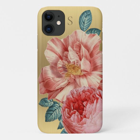 Prachtige  roze rozen met naam Monogram Case-Mate iPhone Case (Achterkant)