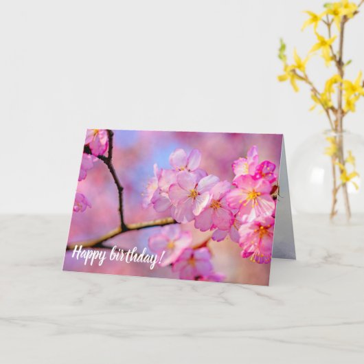 Prachtige roze Sakura-bloemen in Springtime Kaart (Gele Bloem)