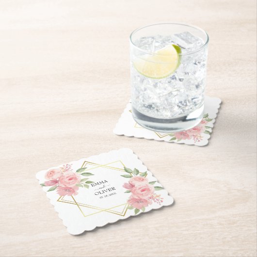 Prachtige roze Waterverf Rozen Kartonnen Onderzetters (Insitu)