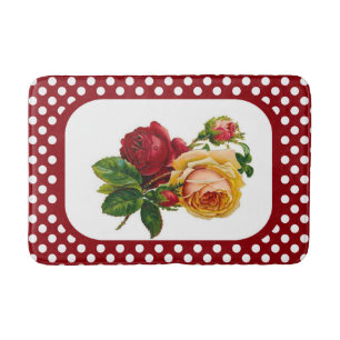 Prachtige Rozen Burgundy Polka Dot Pattern Badmat
