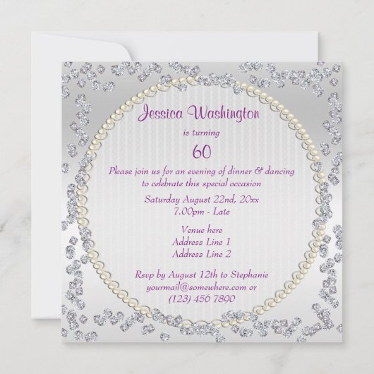 Prachtige Rozen en diamanten 60e verjaardag Kaart (Achterkant)