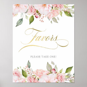 Prachtige Rozen   Pink Floral Gold Wedding Favors Poster