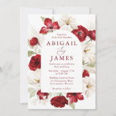 Prachtige Ruby Red & White Bloemen bruiloft Kaart (Voorkant)