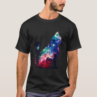 Prachtige ruimte-nebula Galaxy Cat Silhouette T-Sh T-shirt