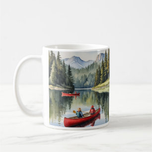 Prachtige rustige Lake Red Canoe boot Koffiemok