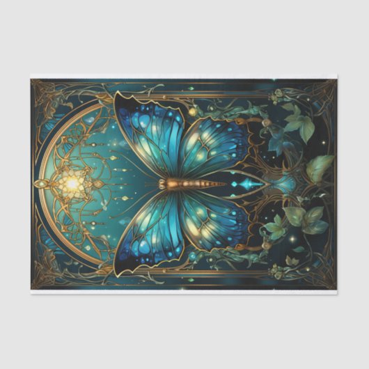 Prachtige saffier blauwe vlinder tissuepapier (Voorkant)