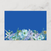 Prachtige saffierblauwe bloemige trouwdetails Info Informatiekaartje (Achterkant)