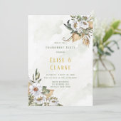 Prachtige Sage en White Peony Engagement Party Kaart (Staand voorkant)