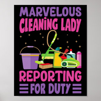 Prachtige Schoonmaakster Meldt Zich Aan Voor Diens Poster