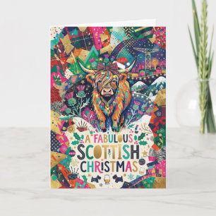 Prachtige Schotse Kerstmis Hooglandrund kaart