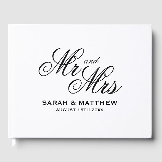 Prachtige scripttypografie Mr. en Mrs. Wedding Gastenboek (Voorkant)