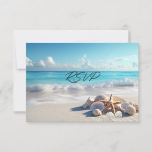 Prachtige Seashells Starfish Beach bruiloft RSVP Kaartje