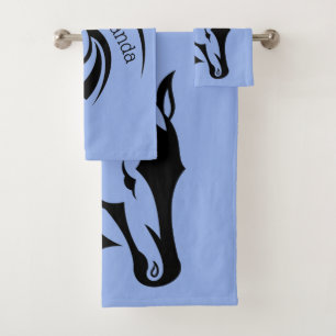 Prachtige set handdoekjes voor zwarte paarden bad handdoek