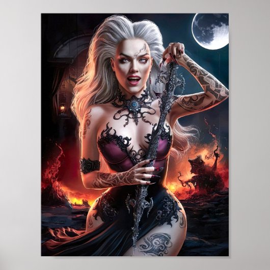 Prachtige Sexy Lady Vampire Witch Poster Art (Voorkant)
