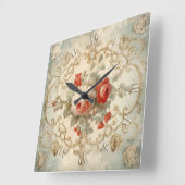 Prachtige shabby chique rozen  vierkante klok (Hoek)
