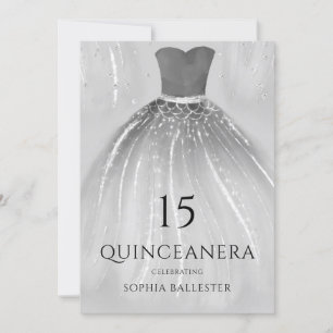 Prachtige Silver Mermaid Dress Quinceanera Kaart