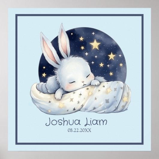 Prachtige Slaap Baby Bunny Nursery Art Poster (Voorkant)