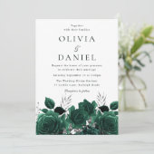 Prachtige smaragdgroene bloemenbruiloft kaart (Staand voorkant)
