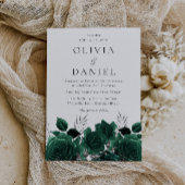 Prachtige smaragdgroene bloemenbruiloft kaart