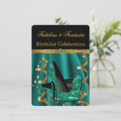 Prachtige Smaragdgroene Gouden Hakken Verjaardagsf Kaart (Staand voorkant)