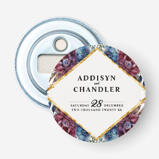 Prachtige Sophistication Jewel-Toned Peony Wedding Button Flesopener