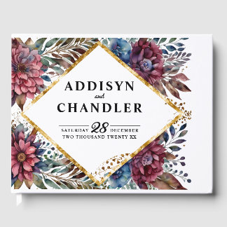 Prachtige Sophistication Jewel-Toned Peony Wedding Gastenboek