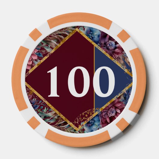 Prachtige Sophistication Jewel-Toned Peony Wedding Poker Chips (Achterkant)