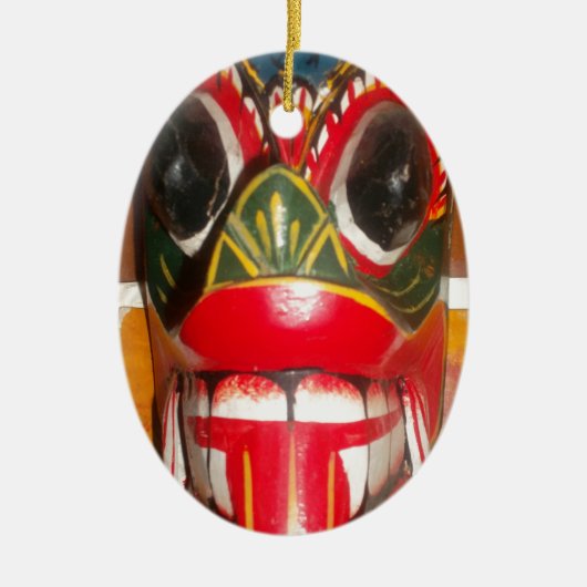 Prachtige Sri Lankaanse traditionele vuurmaskerkun Keramisch Ornament (Voorkant)