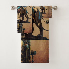 Prachtige steampunk leeuw bad handdoek
